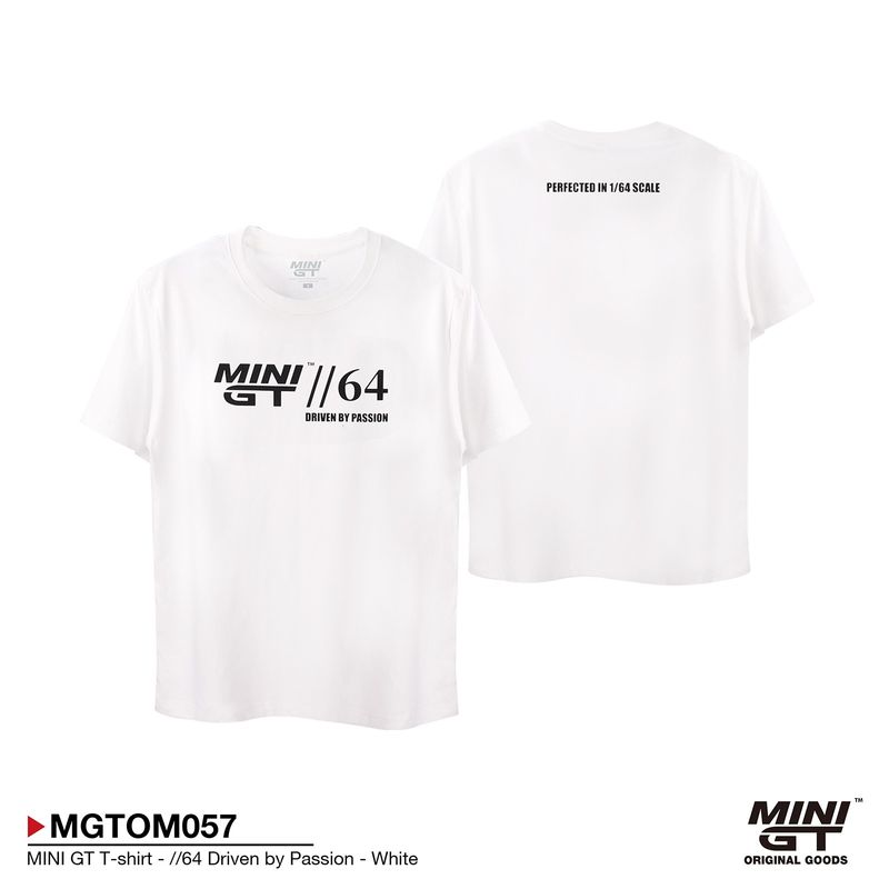 Mini GT Merchandise - MINI GT T-shirt *//64 Driven by Passion*, white *Men/Unisex size: M* Mini GT Merchandise - MINI GT T-shirt *//64 Driven by Passion*, white *Men/Unisex size: M*