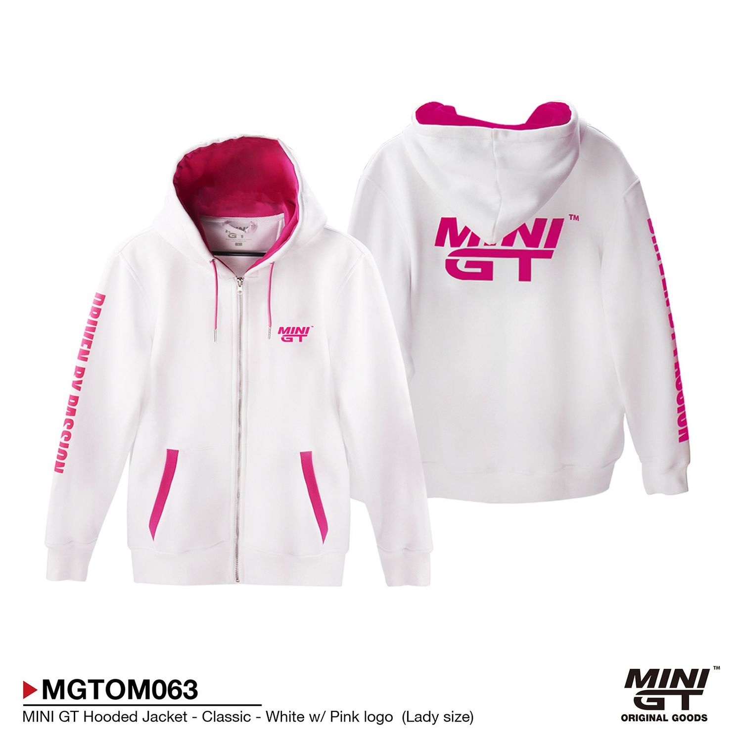 Mini GT Merchandise - MINI GT Hooded Jacket Classic, white with pink logo *Lady size: XS*