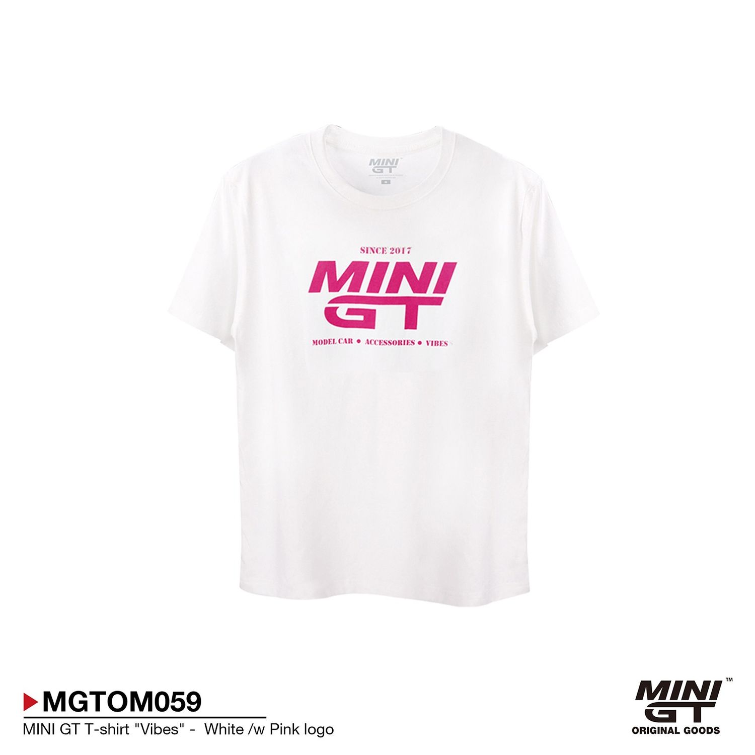 Mini GT Merchandise - MINI GT T-shirt *Vibes*, white with pink logo *Lady size: XS*