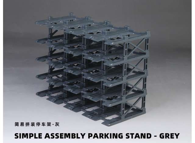 1:64 Black Box Diorama (MoreArt) - Diorama Parking stand- 20 car set grey