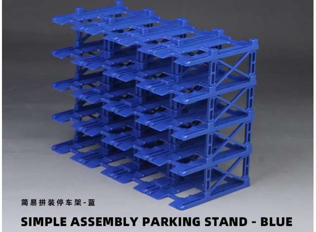 1:64 Black Box Diorama (MoreArt) - Diorama Parking stand- 20 car set blue