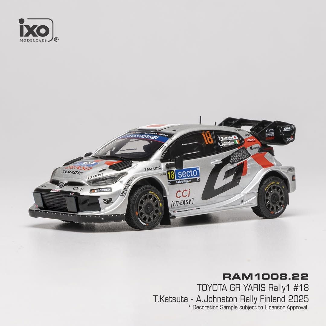 1:43 Ixo - Toyota GR Yaris Rally1 #18 Rally Finland 2025 T. Katsuta - A. Johnston 1:43 Ixo - Toyota GR Yaris Rally1 #18 Rally Finland 2025 T. Katsuta - A. Johnston