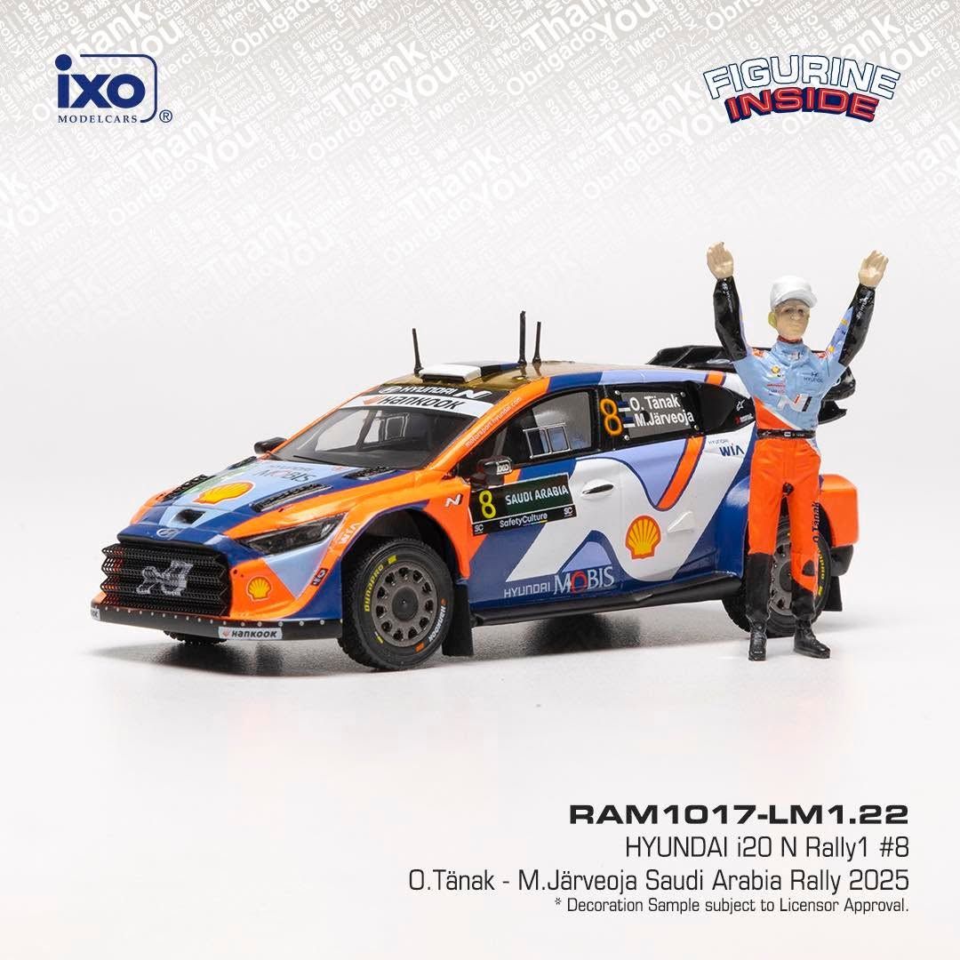 1:43 Ixo - Hyundai i20 N Rally1 #8 Rally Saudi Arabia 2025 O. Tänak - M. Järveoja 1:43 Ixo - Hyundai i20 N Rally1 #8 Rally Saudi Arabia 2025 O. Tänak - M. Järveoja