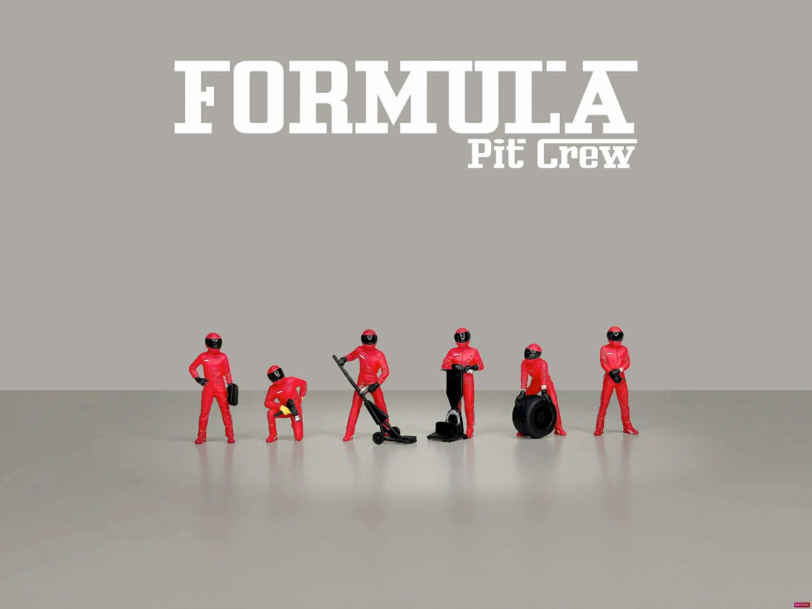 1:64 American Diorama - Formula Pit Crew Figures *Team Red*