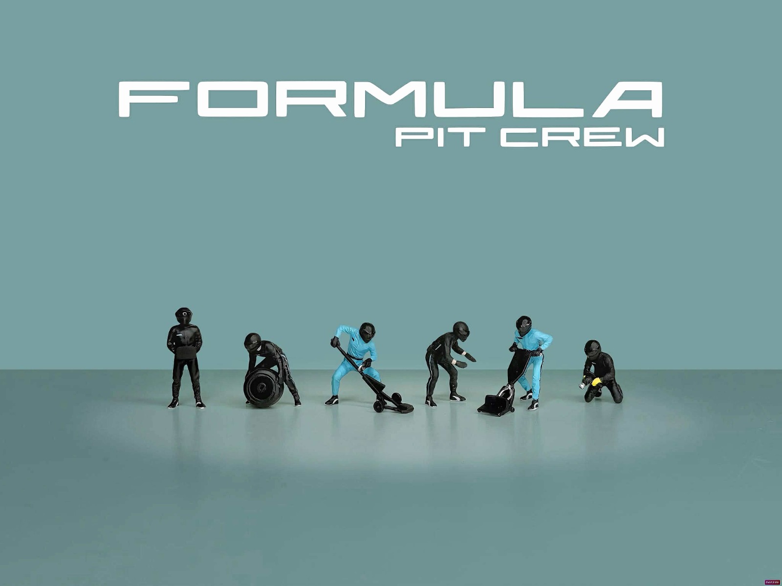 1:64 American Diorama - Formula Pit Crew Figures *Team Black*
