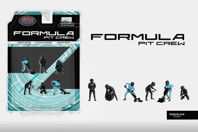 1:64 American Diorama - Formula Pit Crew Figures *Team Black* 1:64 American Diorama - Formula Pit Crew Figures *Team Black*