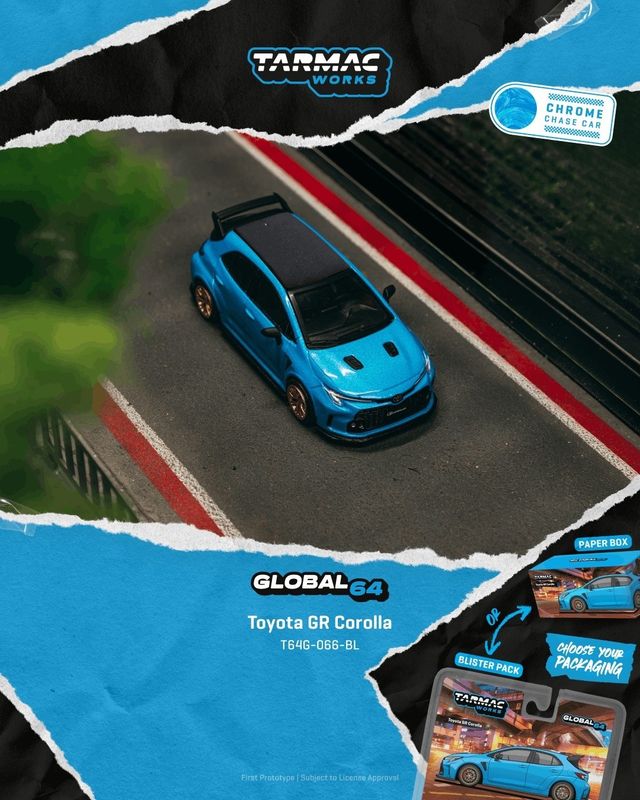 1:64 Tarmac - 2025 Toyota Corolla GR, flame blue 1:64 Tarmac - 2025 Toyota Corolla GR, flame blue