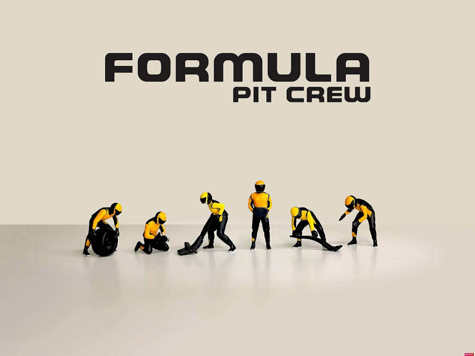 1:64 American Diorama - Formula Pit Crew Figures *Team Orange*
