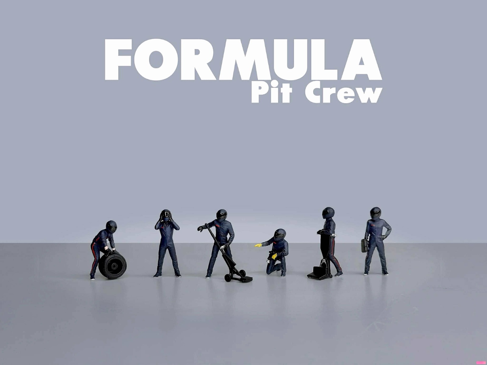 1:64 American Diorama - Formula Pit Crew Figures *Team Blue*