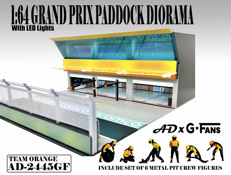 1:64 American Diorama - Grand Prix Paddock Diorama *Team Orange* 1:64 American Diorama - Grand Prix Paddock Diorama *Team Orange*