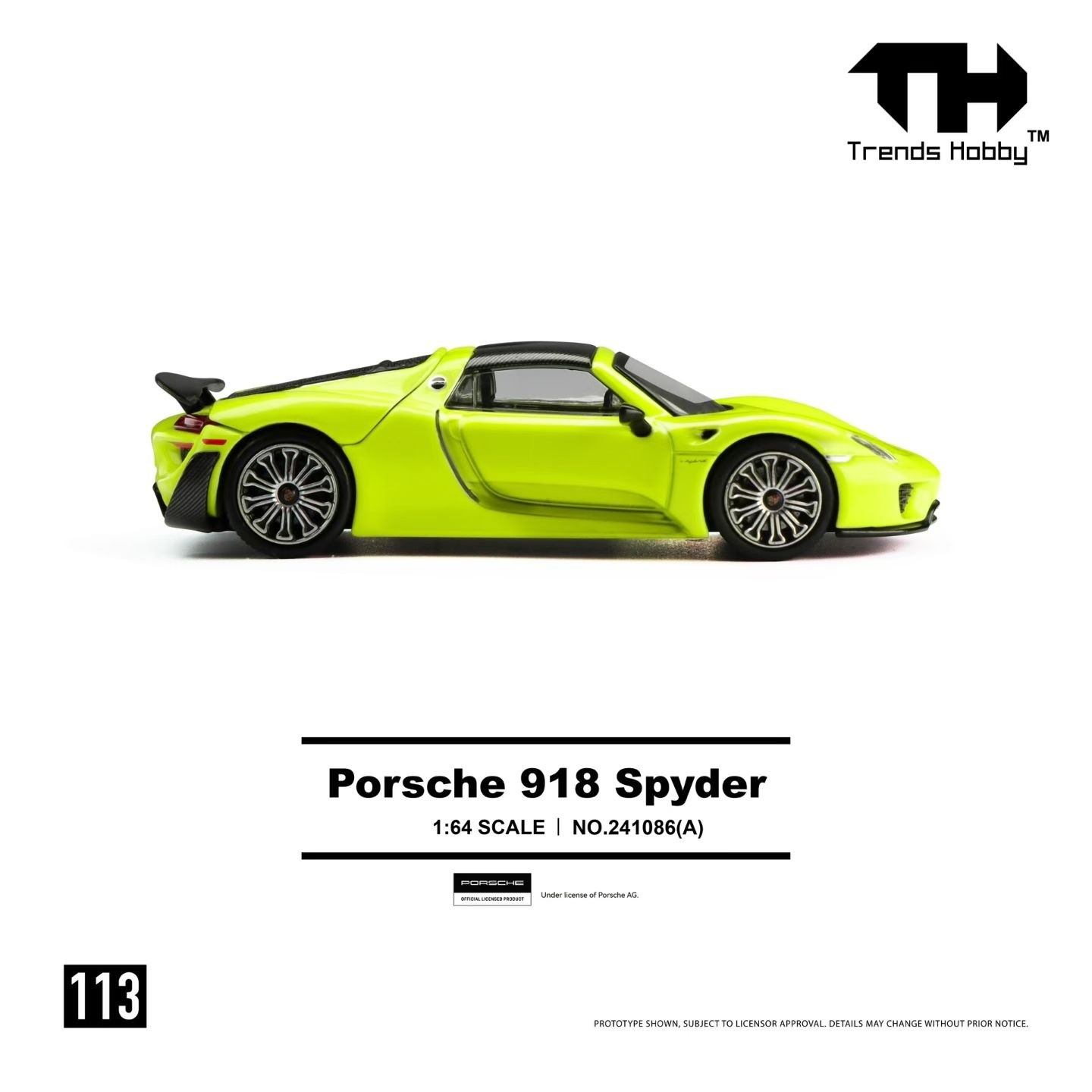 1:64 Trends Hobby - Porsche 918 Spyder, acid green