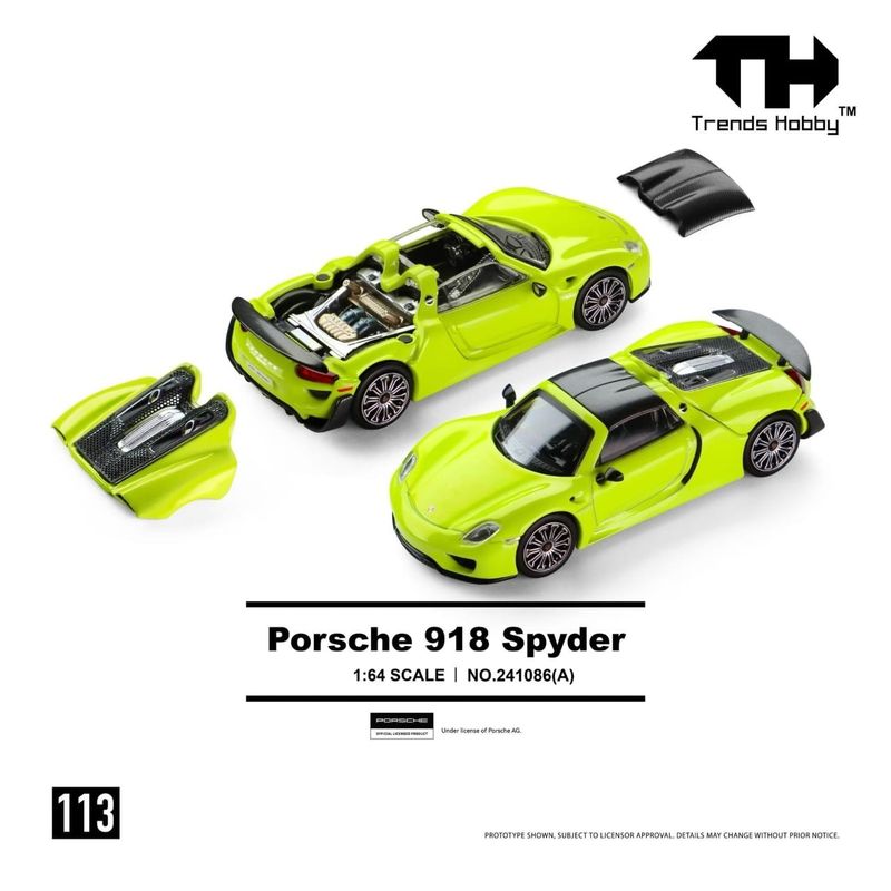 1:64 Trends Hobby - Porsche 918 Spyder, acid green