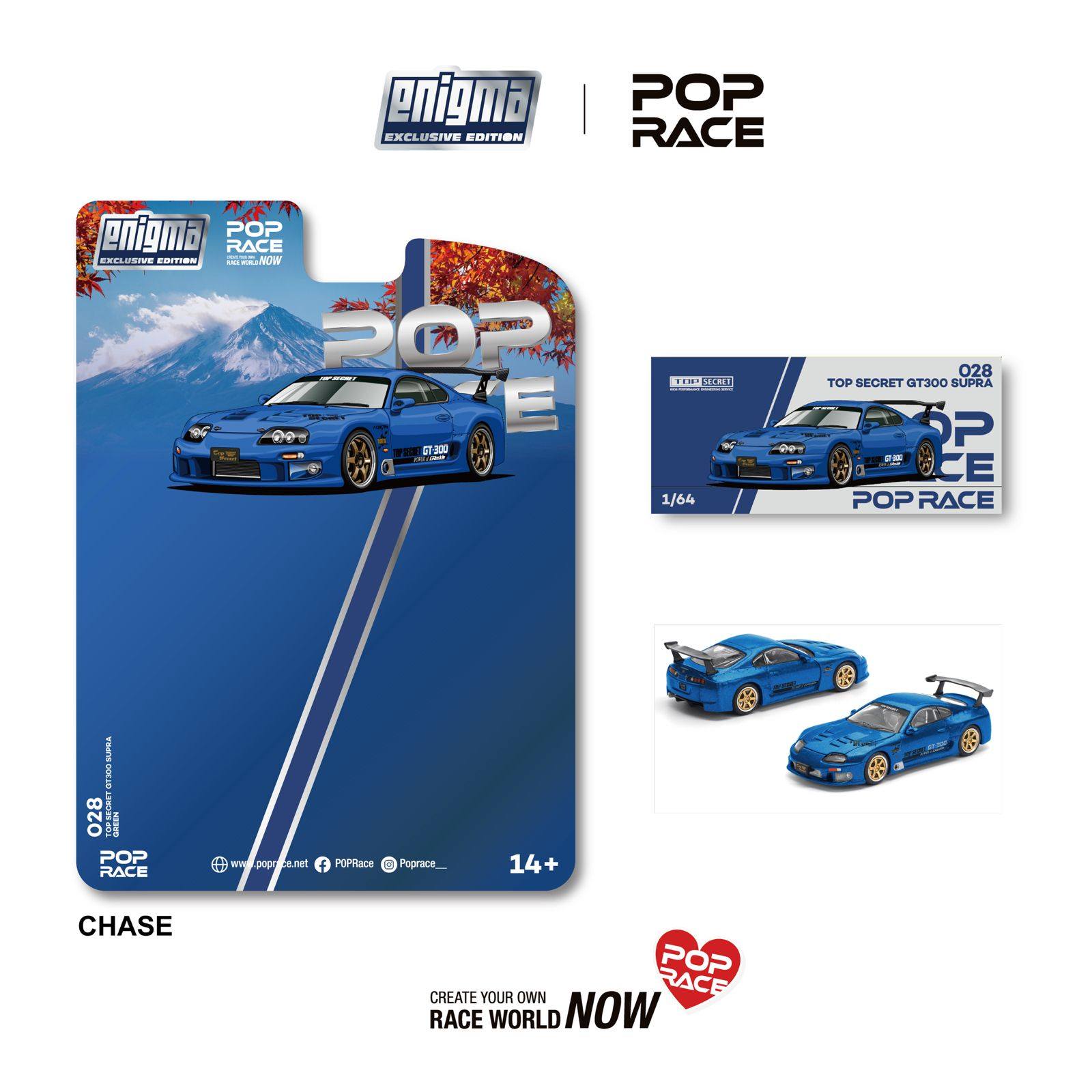 1:64 Pop Race Limited - Top Secret Supra GT500 (A80), bluee *Enigma Exclusive*