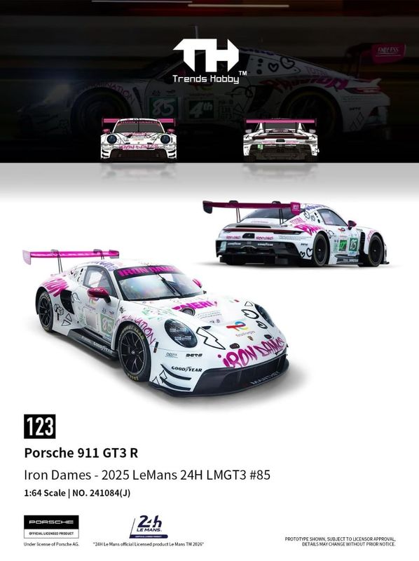1:64 Trends Hobby - 2025 Porsche 911 GT3 R #85 LeMans 24H