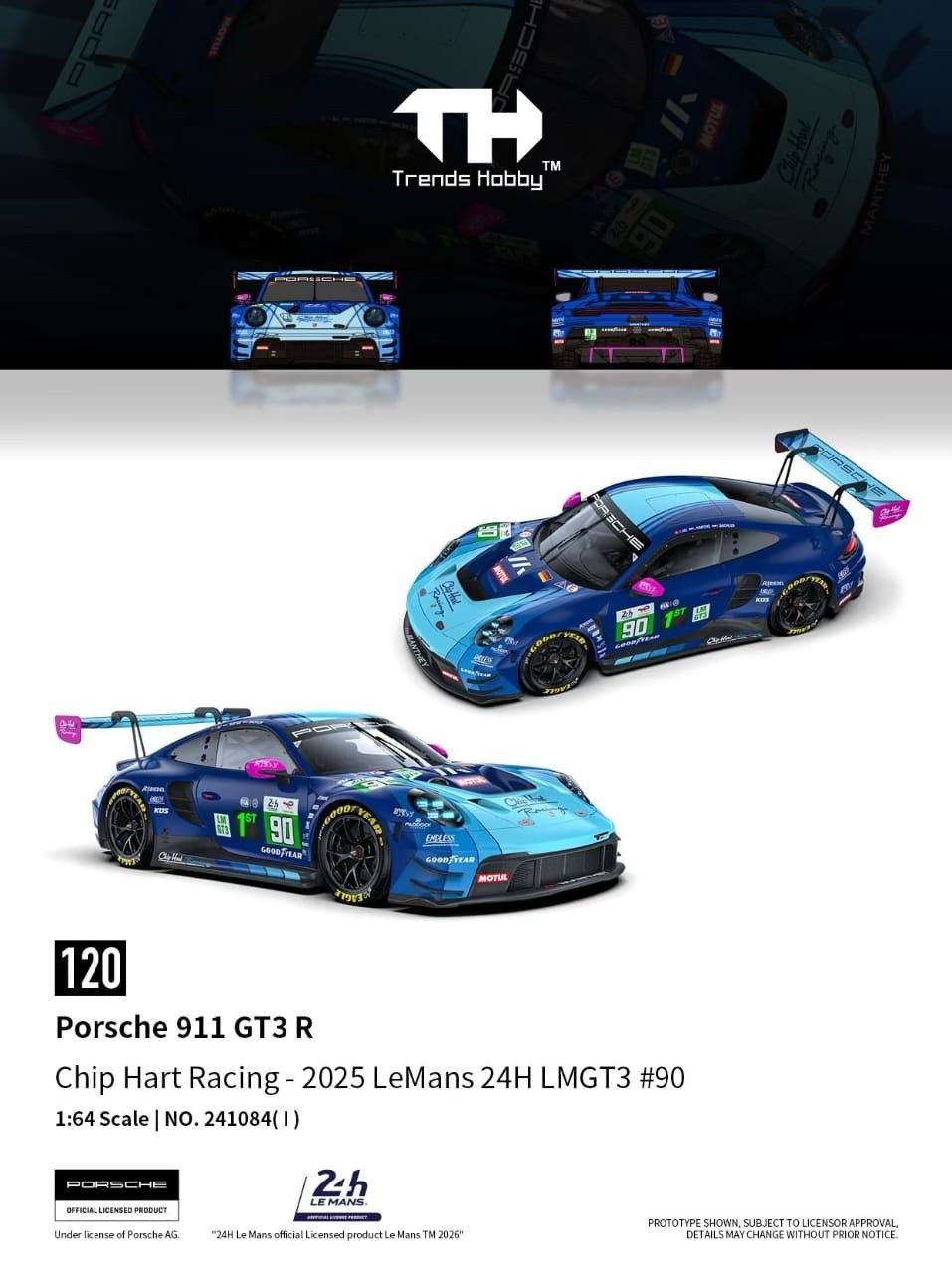 1:64 Trends Hobby - 2025 Porsche 911 GT3 R #90 LeMans 24H