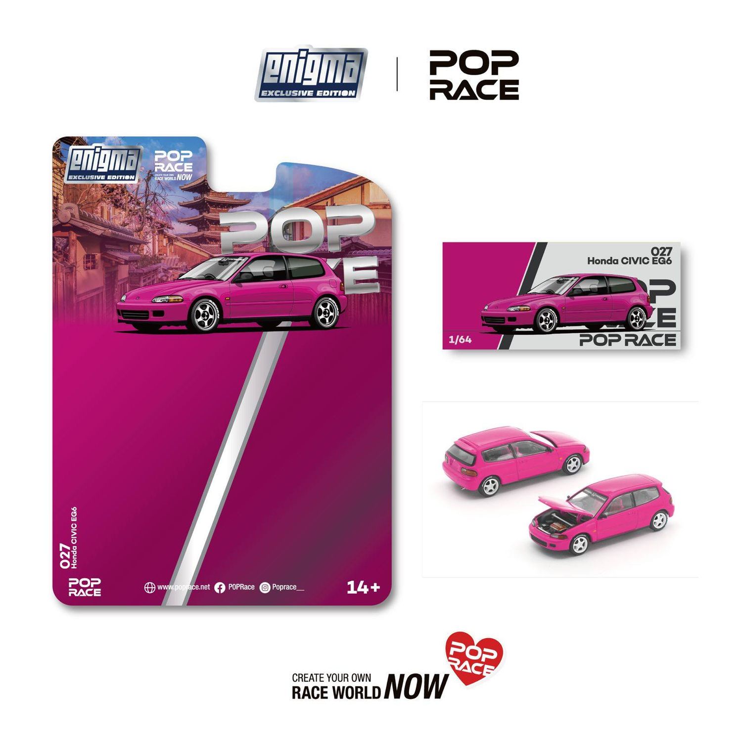 1:64 Pop Race Limited - Honda Civic EG6, pink *Enigma Exclusive*