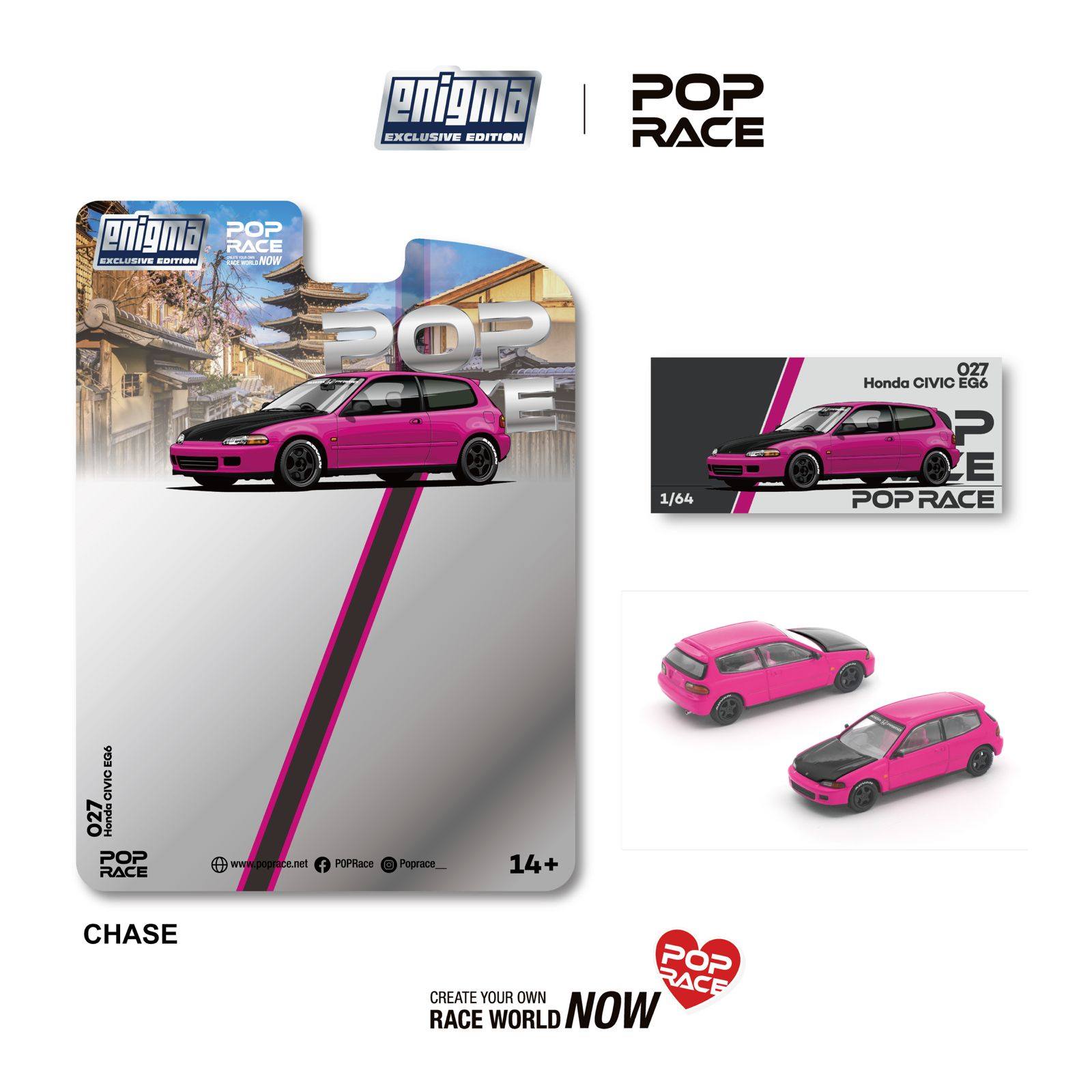 1:64 Pop Race Limited - Honda Civic EG6, pink *Enigma Exclusive*