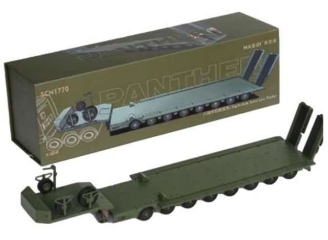 1:64 Massdi Diecast - Eight-Axis Semi-Low Deck Trailer, NATO green