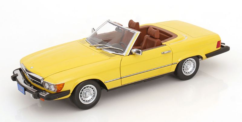 1:12 KK Scale - Mercedes 450 SL R107 US-Version mit abnehmbarem Softtop 1979 gelb 1:12 KK Scale - Mercedes 450 SL R107 US-Version mit abnehmbarem Softtop 1979 gelb