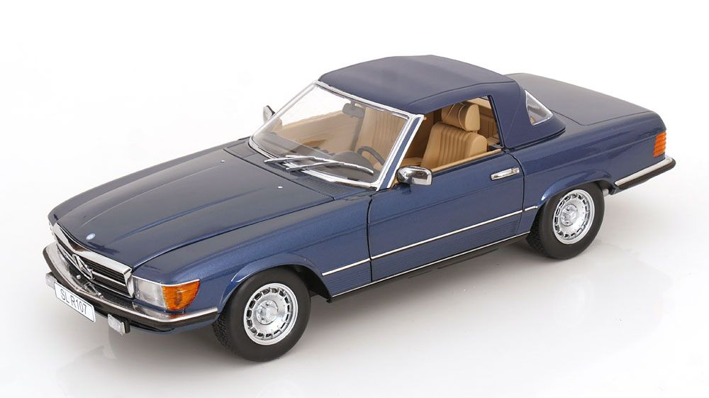 1:12 KK Scale - Mercedes 450 SL R107 EU-Version mit abnehmbarem Softtop 1985 blaumteallic