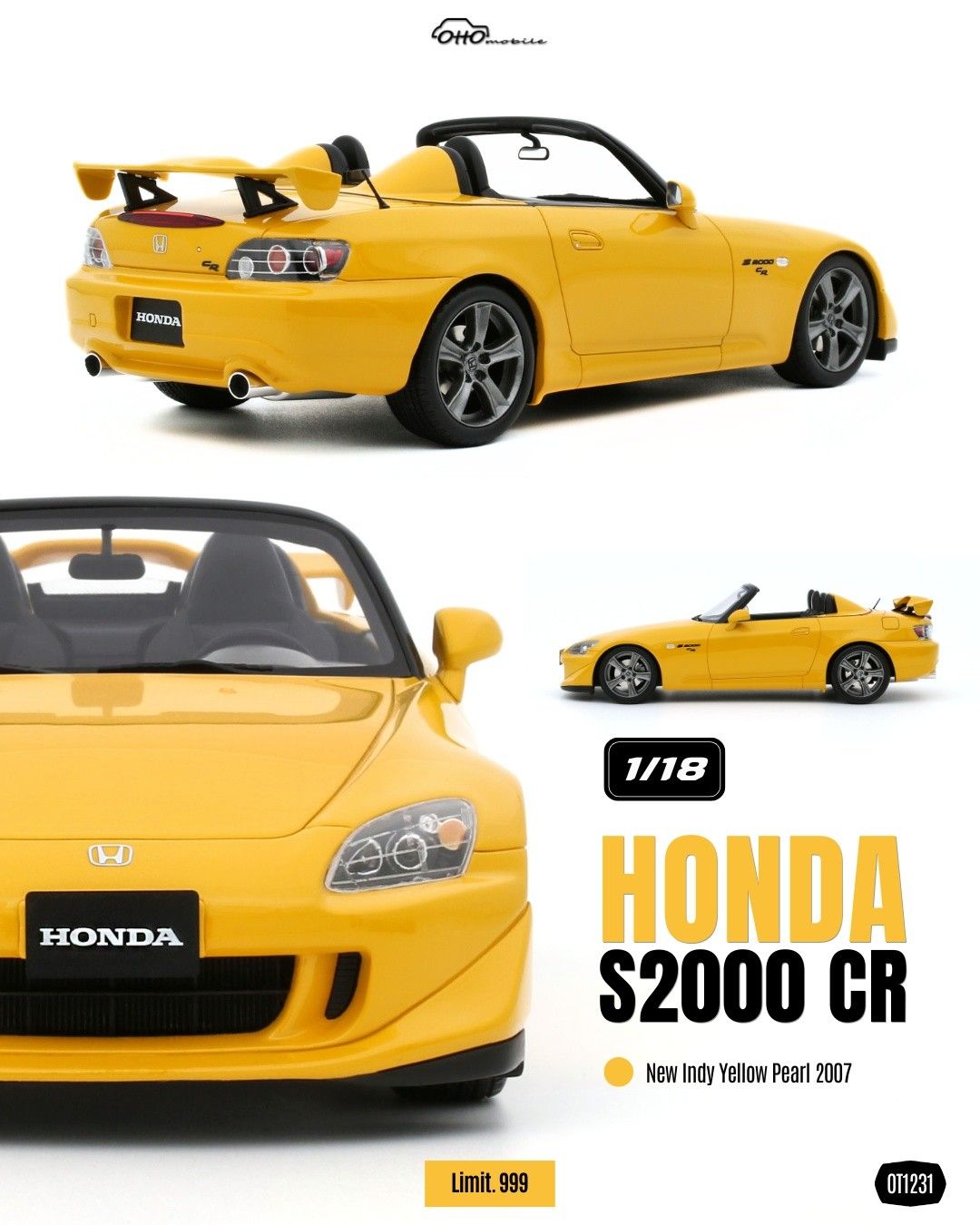 1:18 Otto Mobile - 2007 Honda S2000 CR Gelb