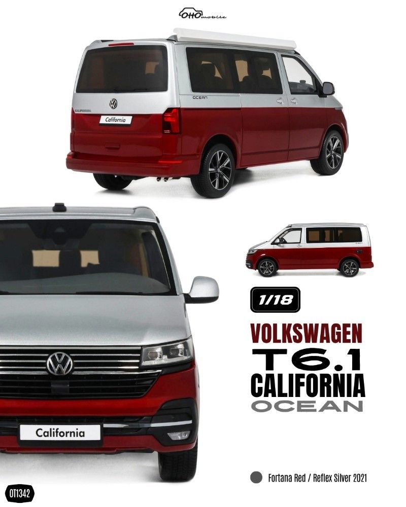 1:18 Otto Mobile - 2021 Volkswagen T6.1 California Ocean Fortana red
