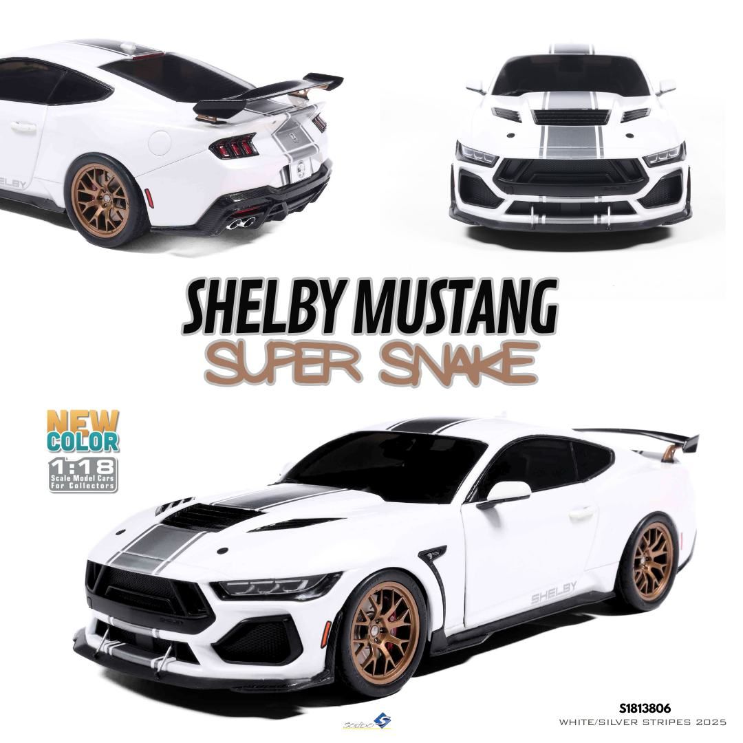 1:18 Solido - 2025 Shelby Mustang Super Snake White/Silver Stripes 1:18 Solido - 2025 Shelby Mustang Super Snake White/Silver Stripes