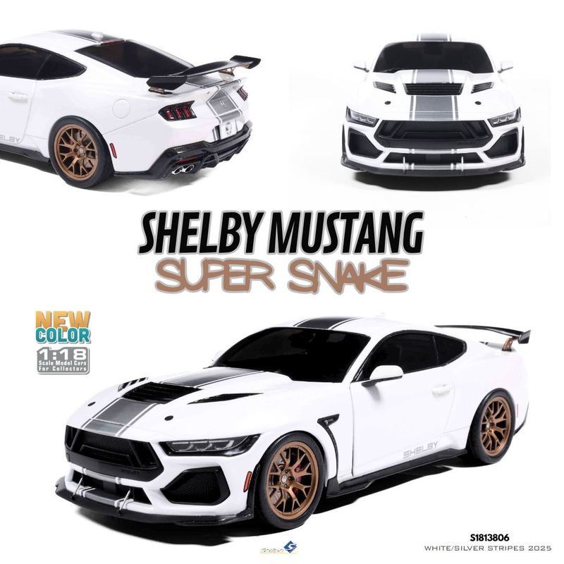 1:18 Solido - 2025 Shelby Mustang Super Snake White/Silver Stripes