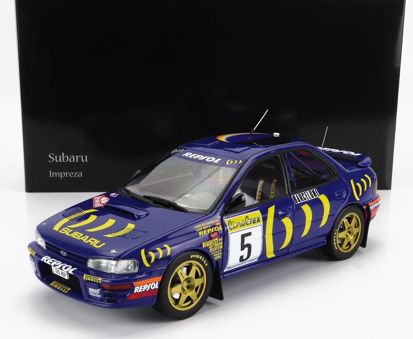 1:18 Kyosho - Subaru Impreza 555 Repsol #5 Winner Rally Monte Carlo 1995 C. Sainz - L. Moya