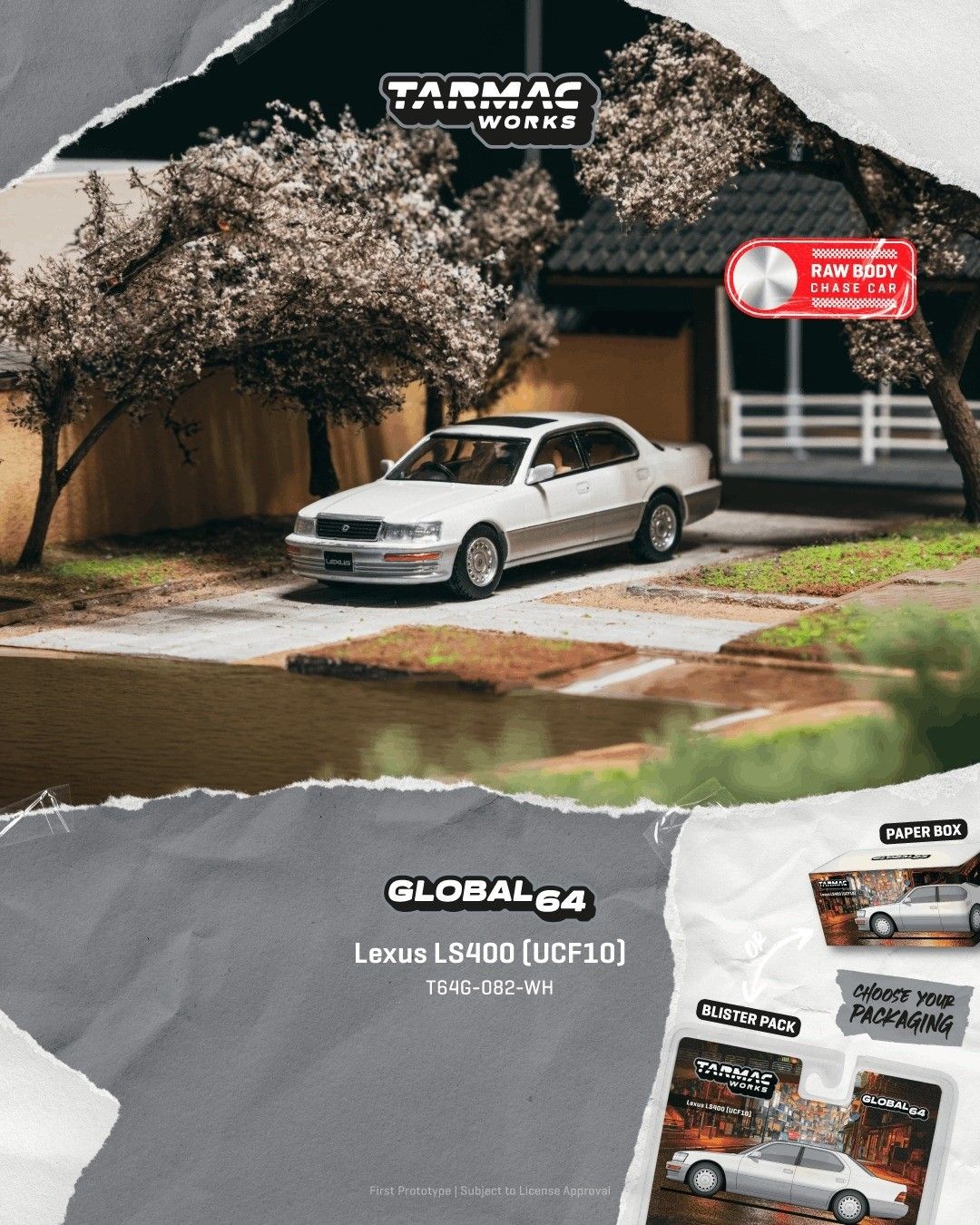 1:64 Tarmac - 2001 Lexus LS400 (UCF10), pearl white *Blister*