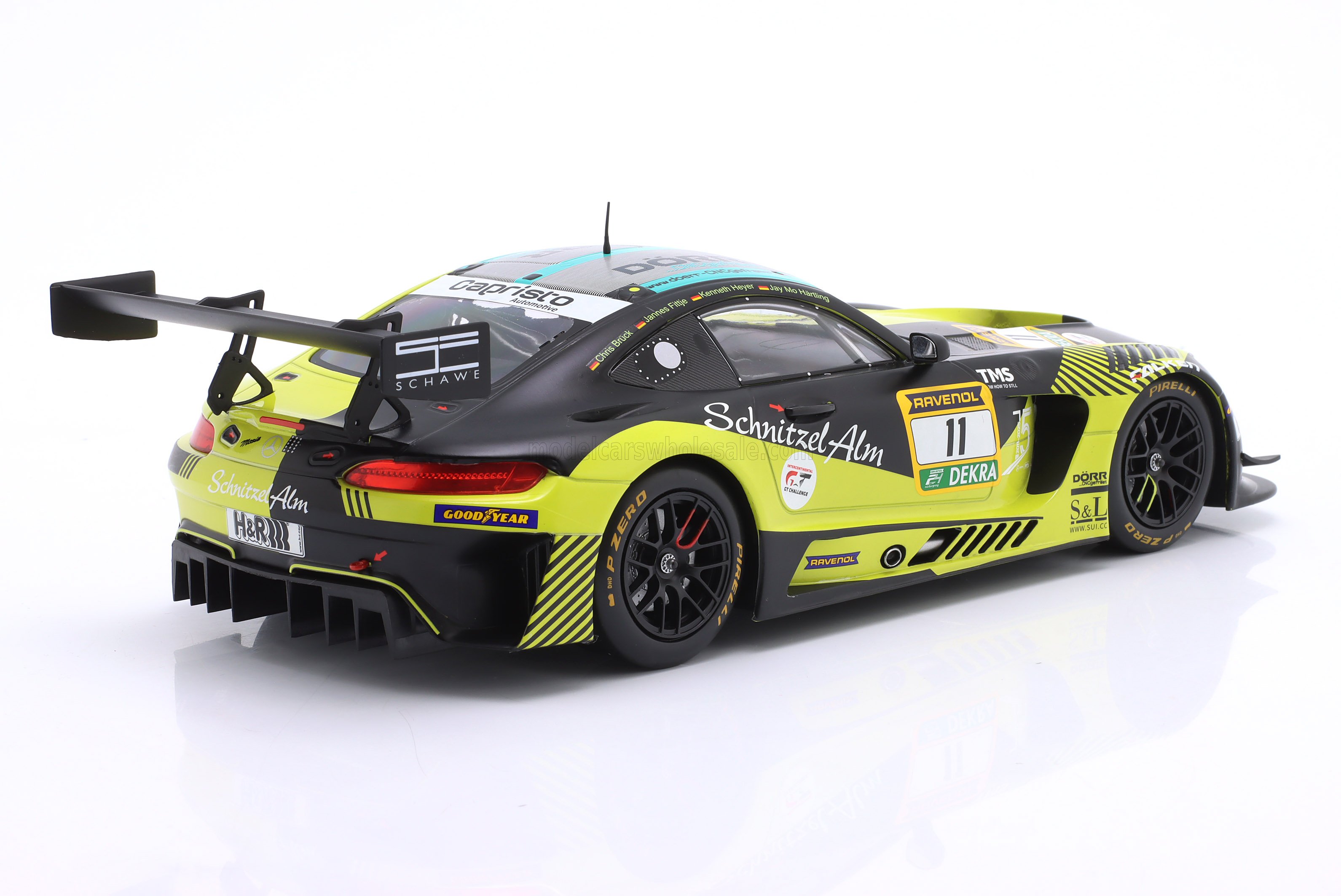 1:18 Ixo - Mercedes-Benz AMG GT3 Evo Team SR Motorsport by Schnitzelalm #11 24h Nürburgring 2025 K. Heyer - J. M. Hartling - J. Fittje - C. Bruck