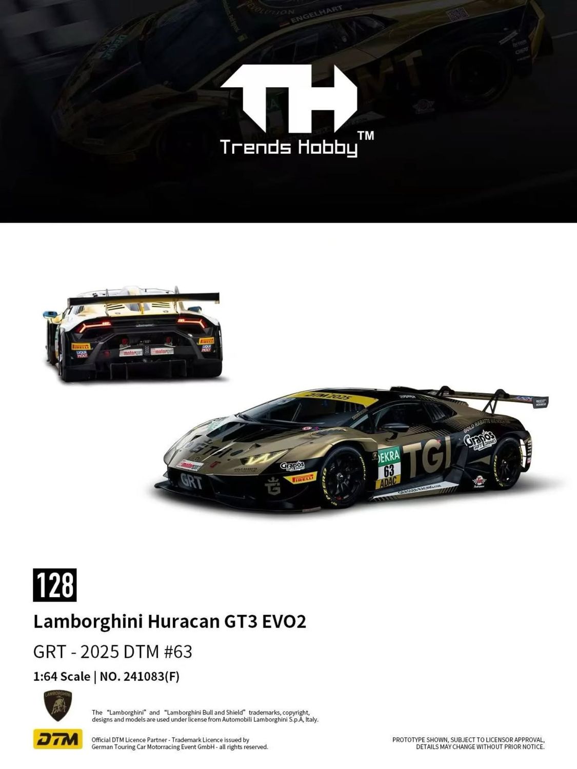 1:64 Trends Hobby - Lamborghini Huracan GT3 Evo 2 DTM 2025 #63