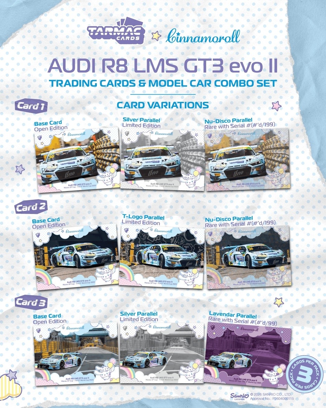 1:64 Tarmac - 2025 Audi R8 LMS GT3 EVO II #36 Uno Racing Macau GT with Diorama and Card *Tarmac Cards*