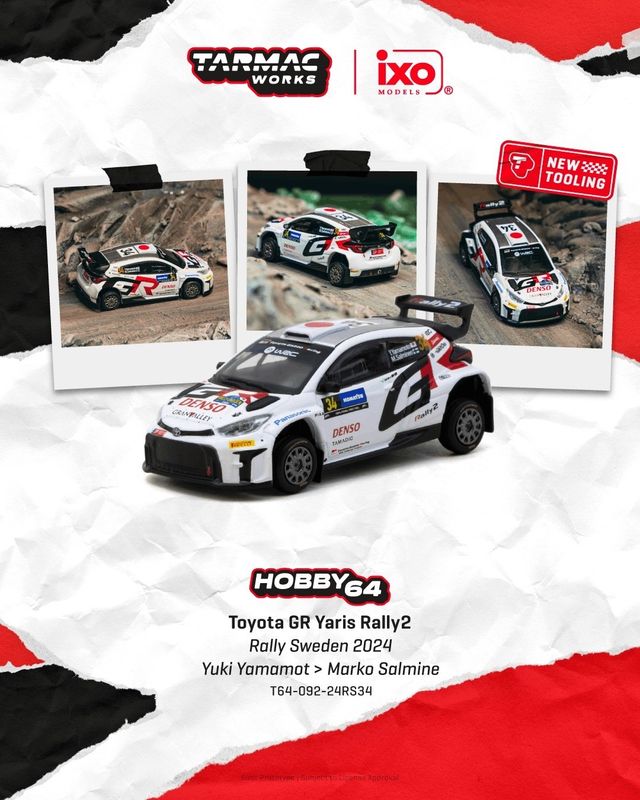 1:64 Tarmac - 2024 Toyota Yaris GR Rally2 #34 Yuki Yamamoto Rally Sweden