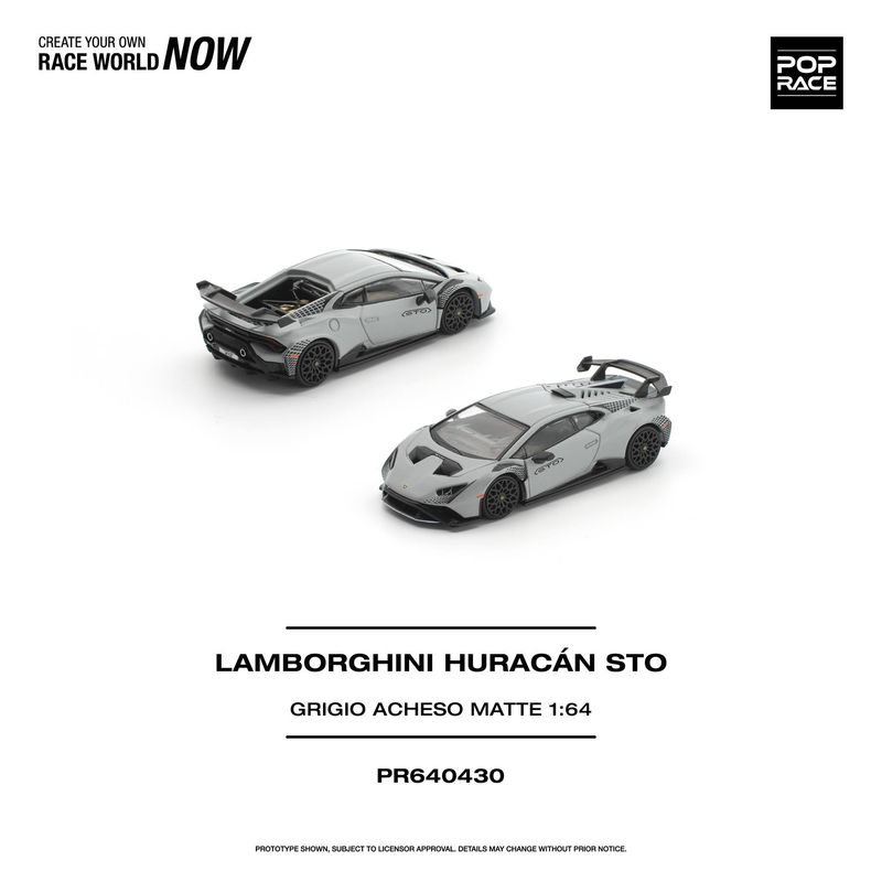 1:64 Pop Race Limited - Lamborghini Huracan STO, grigio acheso matte