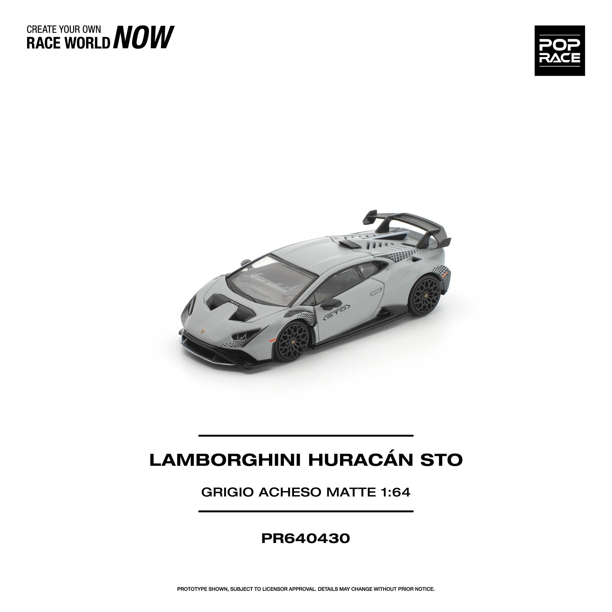 1:64 Pop Race Limited - Lamborghini Huracan STO, grigio acheso matte