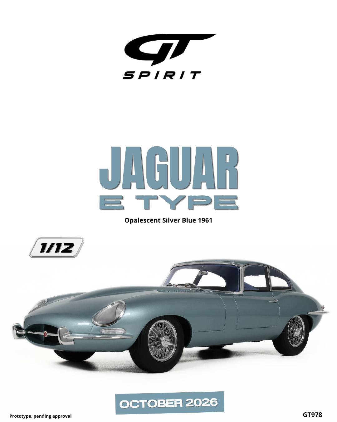 1:12 GT Spirit - 1961 Jaguar E-Type Series 1 Opalescent Silver Blue