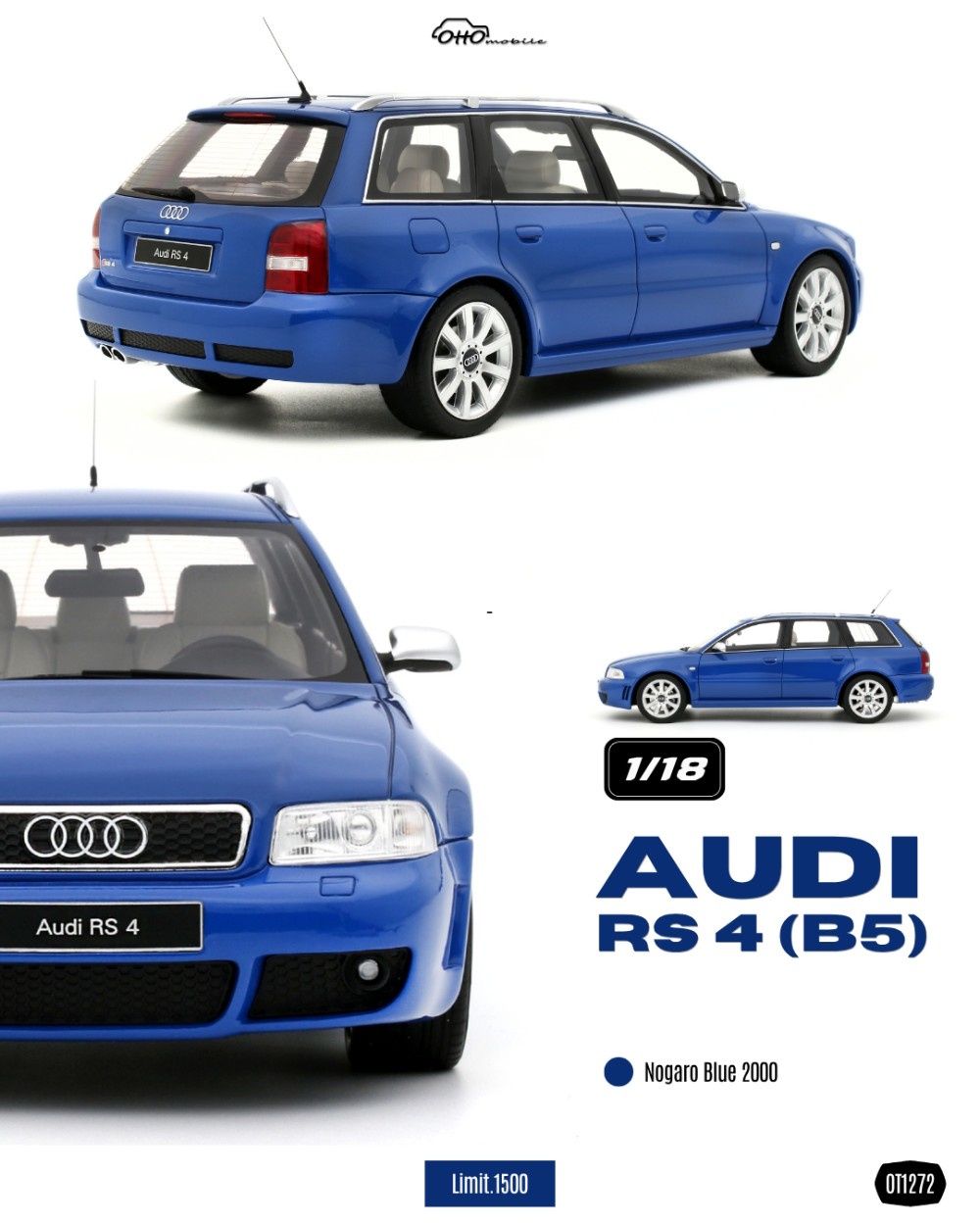1:18 Otto Mobile - 2000 Audi RS 4 (B5) Nogaro Blue
