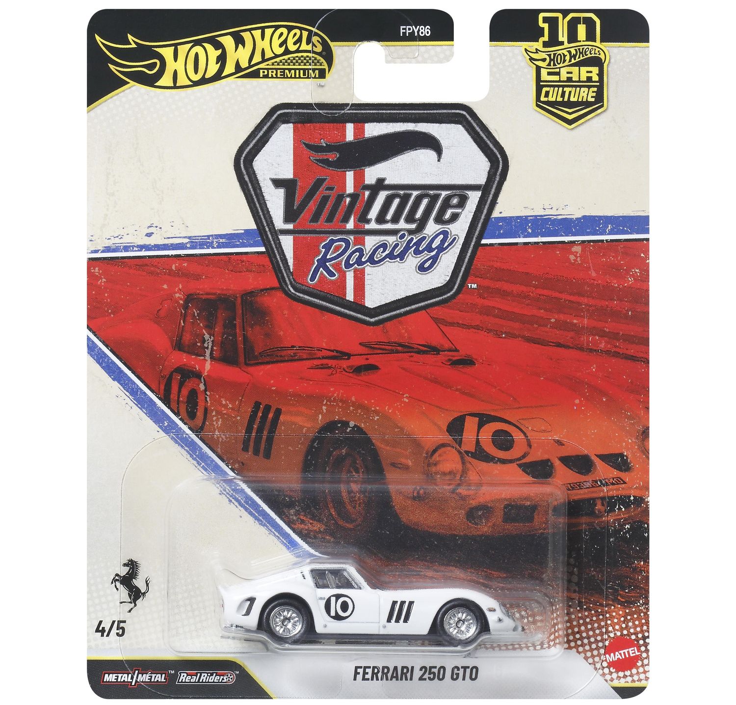 1:64 Hot Wheels - 1962 Ferrari 250 GTO #10 Racing White *Premium Series*
