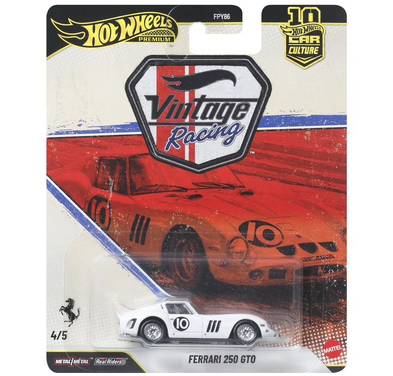 1:64 Hot Wheels - 1962 Ferrari 250 GTO #10 Racing White *Premium Series*