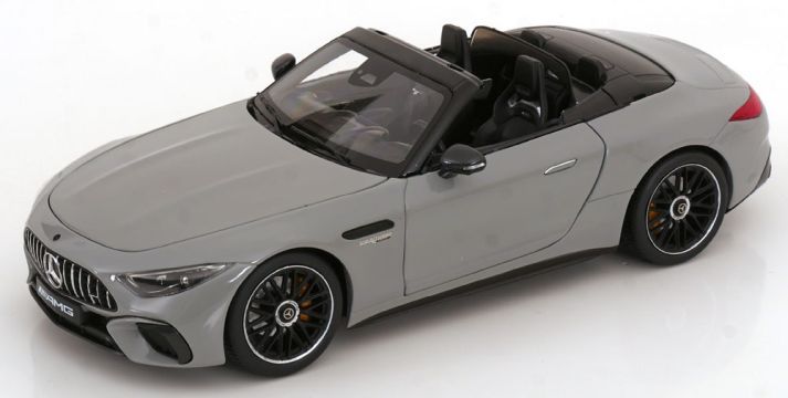 1:18 iScale - 2021 Mercedes-Benz SL-Class SL63 AMG (R232) 4Matic Cabriolet Spider Grey Black
