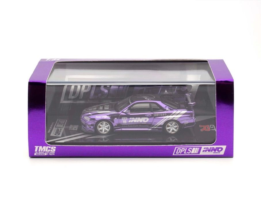 1:64 DPLS - Nissan Skyline GT-R (R34) *DPLS x Inno64*, purple chrome *TMCS 2025 Event Edition*
