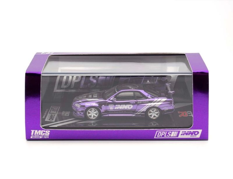 1:64 DPLS - Nissan Skyline GT-R (R34) *DPLS x Inno64*, purple chrome *TMCS 2025 Event Edition*
