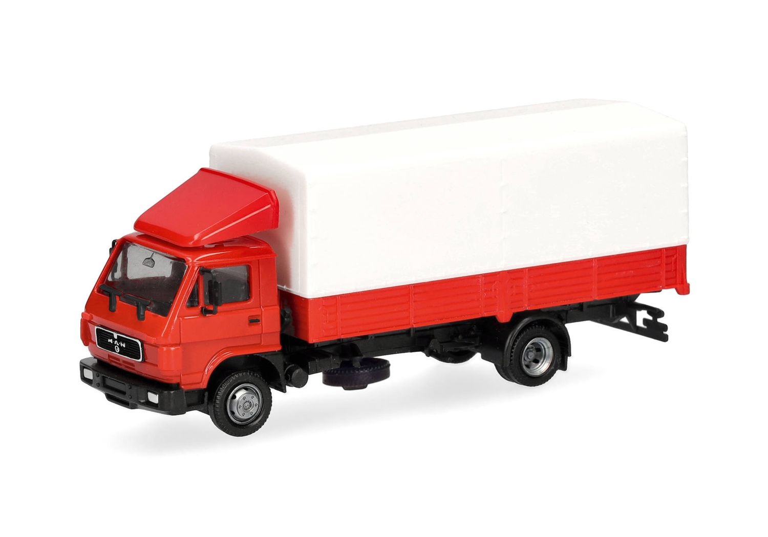 1:87 Herpa - Herpa Basic: MAN G90 Planen-LKW, rot/weiß