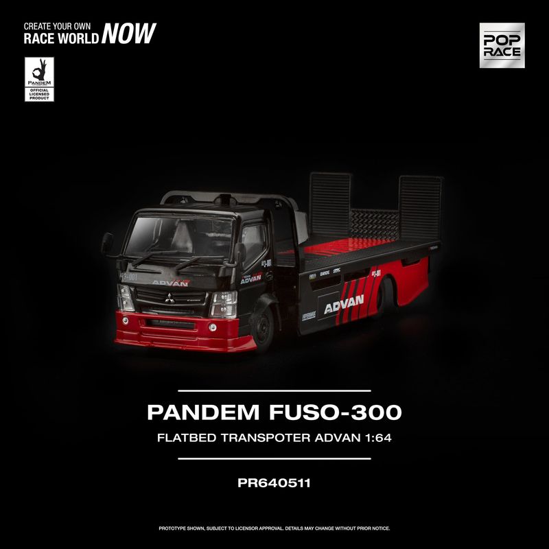 1:64 Pop Race Limited - Pandem Fuso 300 Flatbed Transporter *Advan* 1:64 Pop Race Limited - Pandem Fuso 300 Flatbed Transporter *Advan*