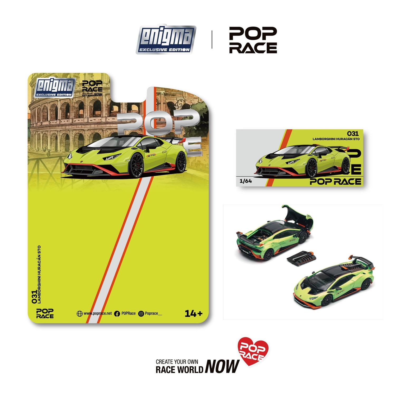 1:64 Pop Race Limited - Lamborghini Huracan STO, verde citrea/aracio dac *Enigma Exclusive*