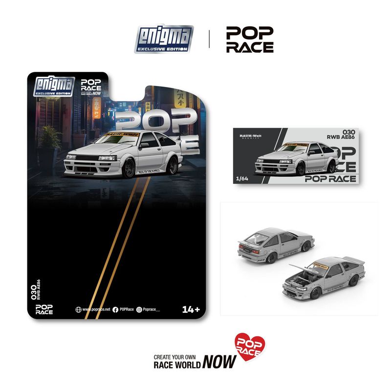 1:64 Pop Race Limited - WB AE86, matte grey *Enigma Exclusive* 1:64 Pop Race Limited - WB AE86, matte grey *Enigma Exclusive*
