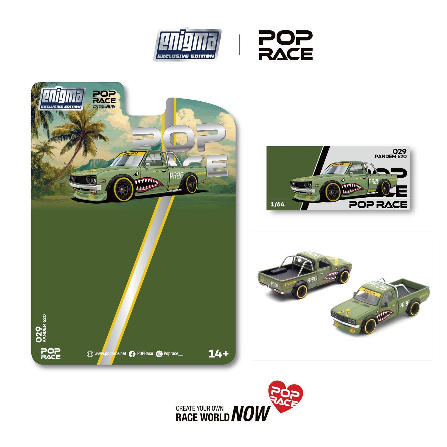 1:64 Pop Race Limited - Pandem 620, fighter green *Enigma Exclusive*