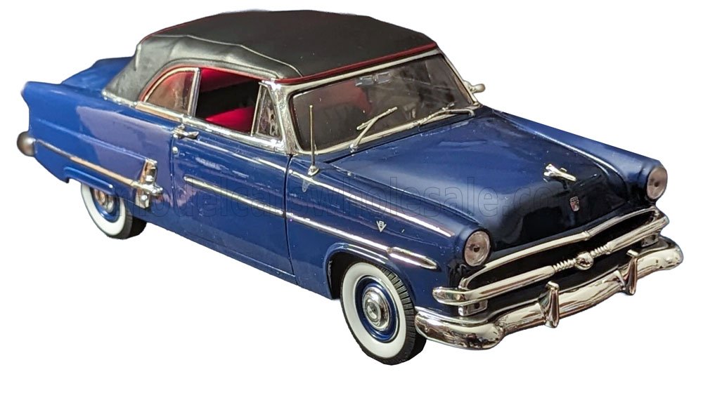 1:18 Welly - 1953 Ford Crestline Sunliner Cabriolet Soft-Top Closed Blue Black