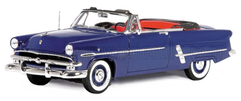 1:18 Welly - 1953 Ford Crestline Sunliner Cabriolet Soft-Top Open Blue